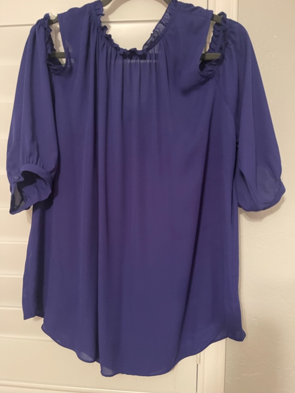 Worthington Cold-Shoulder Blouse in Royal Purple